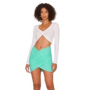 🌹 BRAND NEW Superdown Turquoise Lessie V Mini Skirt XS